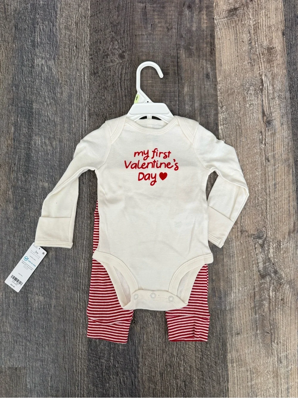 Carters My First Valentine's Day Cream & Red Baby Set NWT